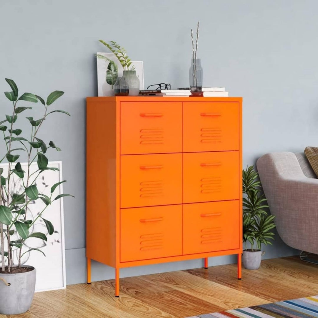 Sideboard aus Samt und Metall in Orange