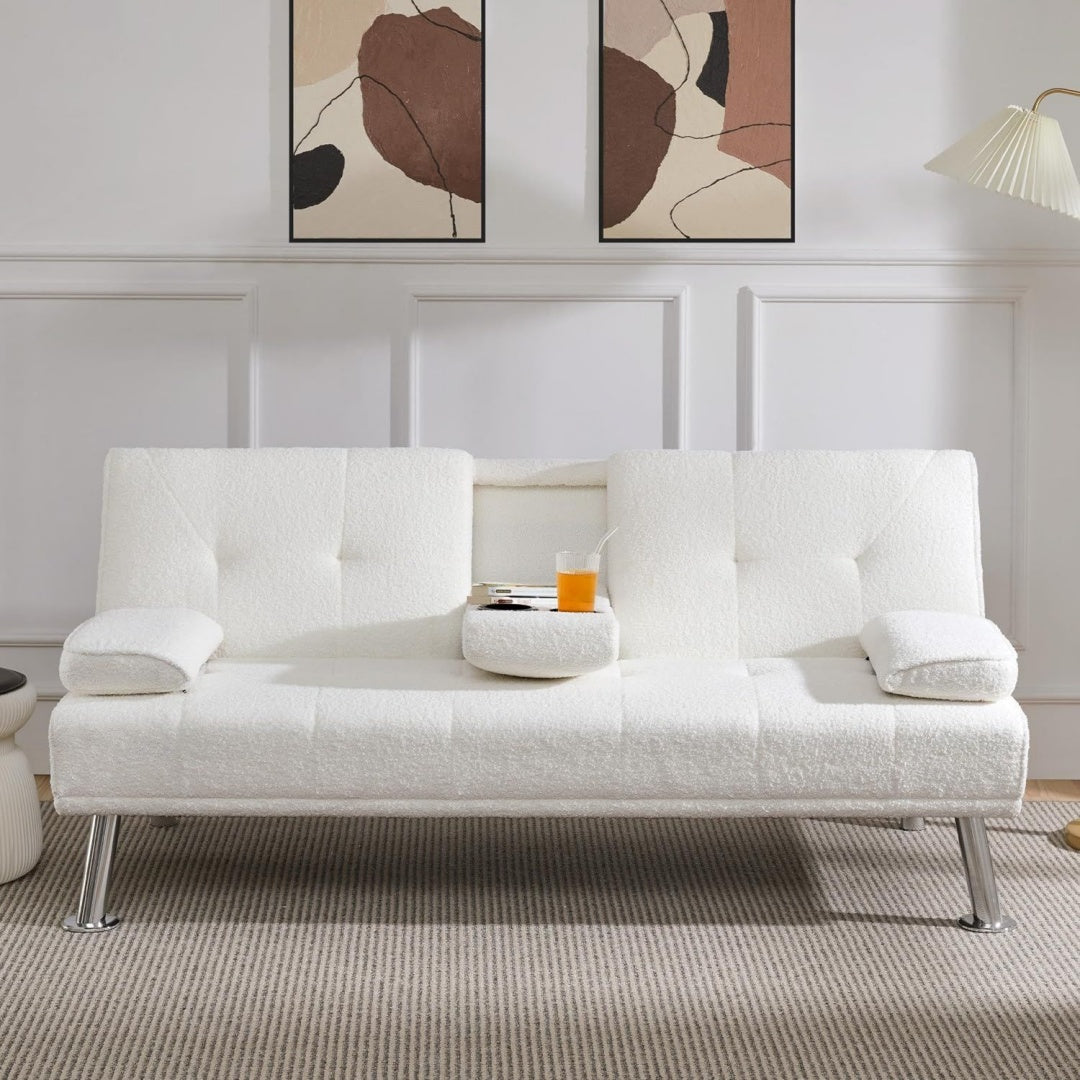 Sofa mit einem Metallgestell und einer Schlaffunktion