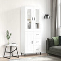 Hochschrank in Weiss mit geschlossenem Stauraum mit den Massen 69.5 x 34 x 180 cm