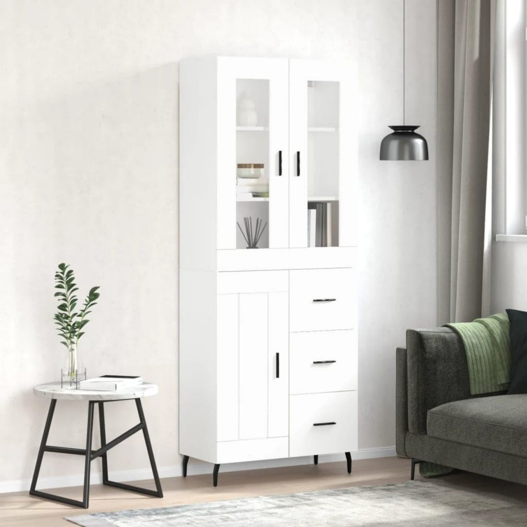 Hochschrank in Weiss mit geschlossenem Stauraum mit den Massen 69.5 x 34 x 180 cm