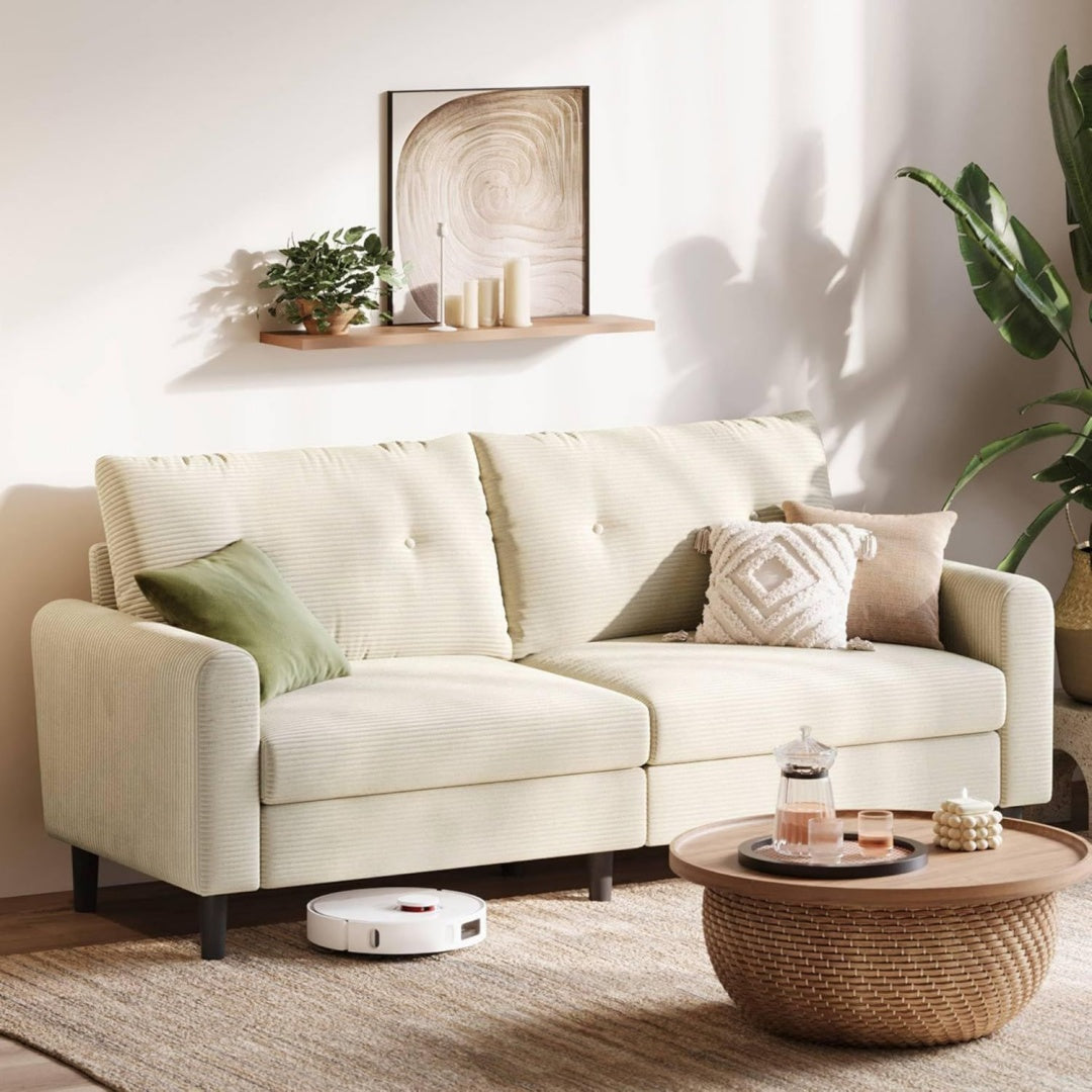 Sofa aus Cord und Stoff mit Armlehnen
