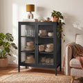 Sideboard mit Glastueren, verstellbaren Ablagen und Hoehenverstellung