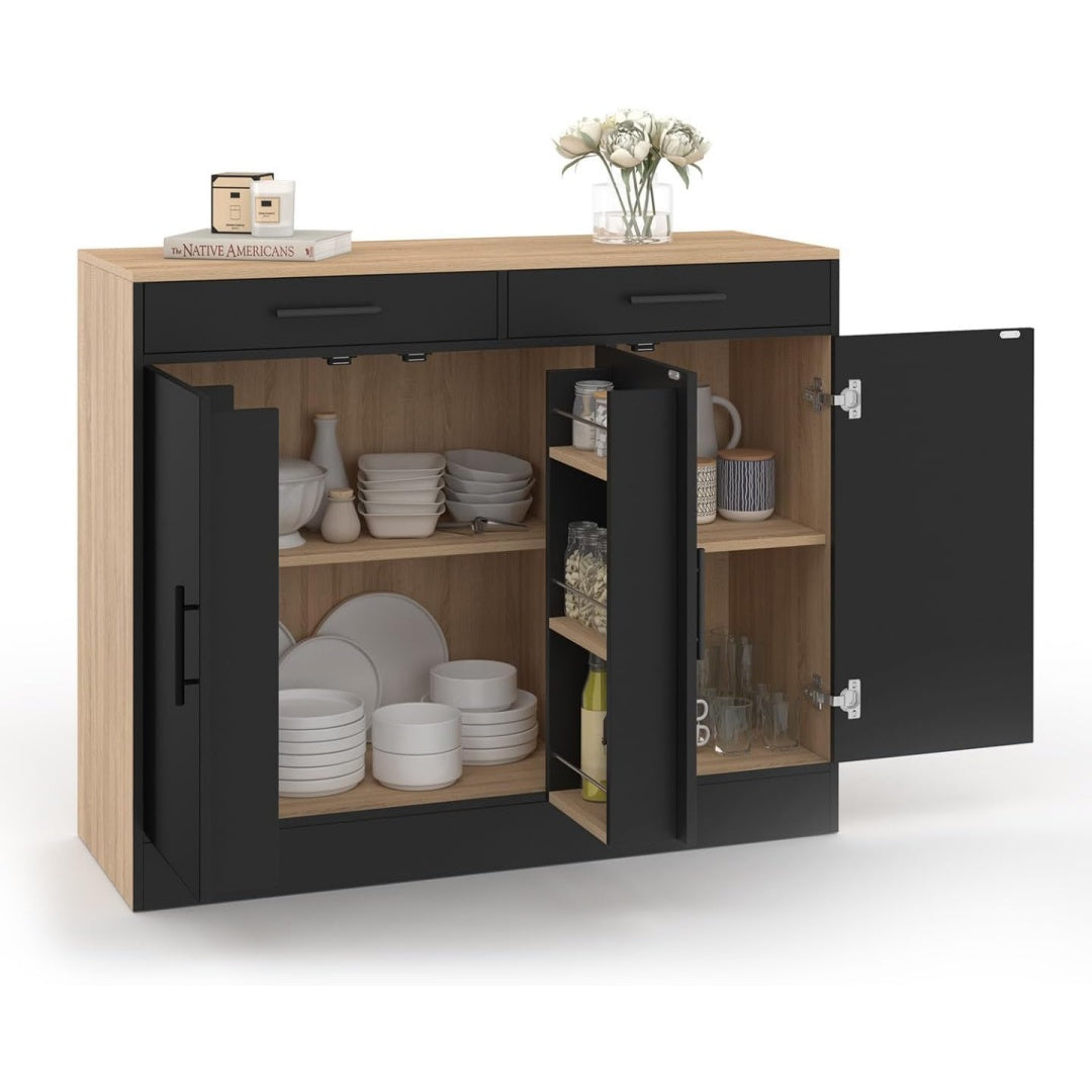 Sideboard mit den Massen 110 cm in Schwarz und Naturbraun