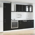 Geschlossener Stauraum und Schubladen an dem Wandschrank