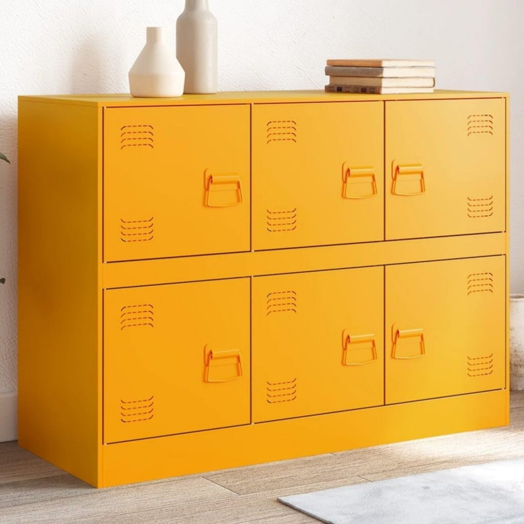 Sideboard in Gelb mit Metallgriffen