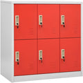 Sideboard aus Metall in Hellgrau und Rot