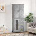 Hochschrank in Betongrau mit den Massen 69.5 x 34 x 180 cm